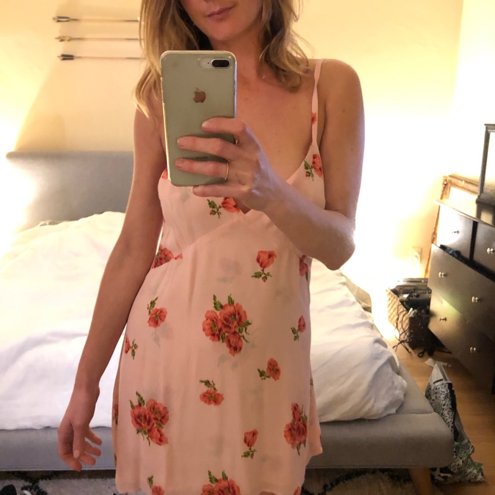 Reformation pink floral slip dress